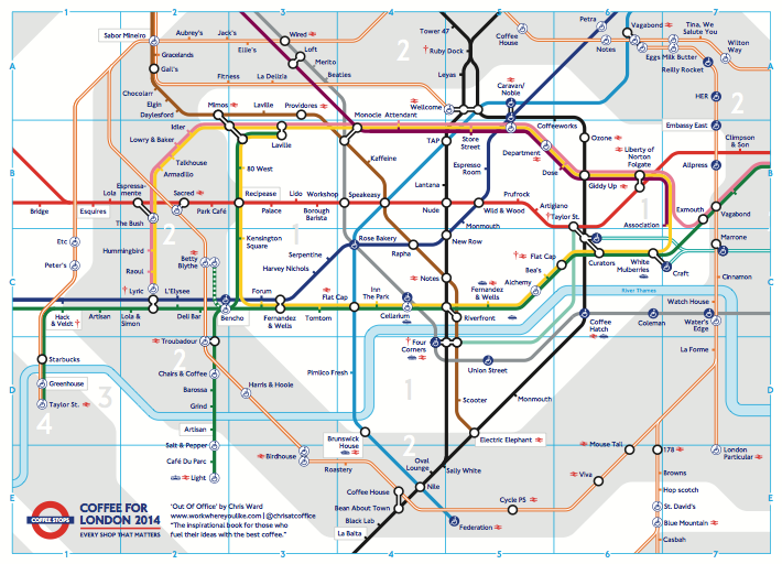 UNA MAPPA DELLA METROPOLITANA DI LONDRA…PER COFFEE LOVERS!