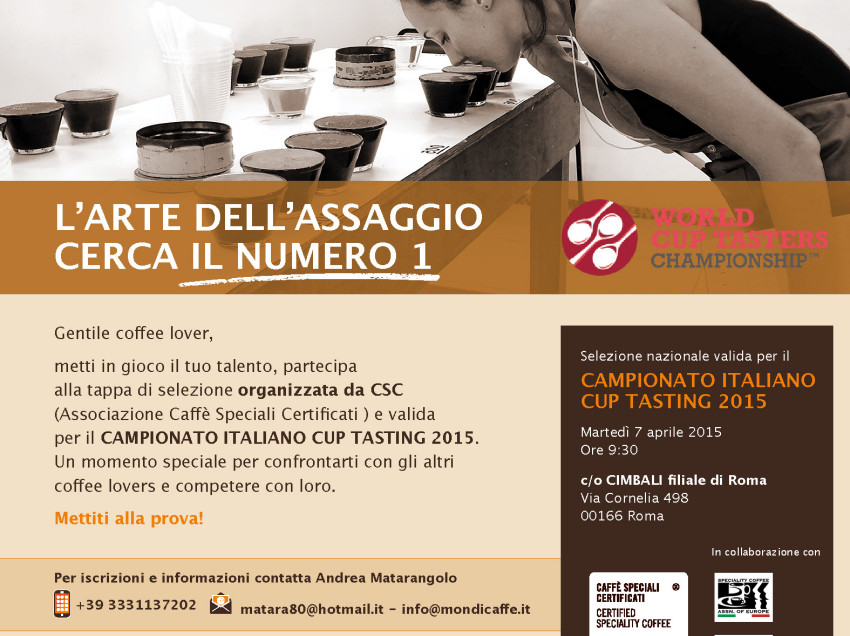 A ROMA IL 7 APRILE, L’ULTIMO APPUNTAMENTO CON LE SEMIFINALI DEL CAMPIONATO ITALIANO CUP TASTING