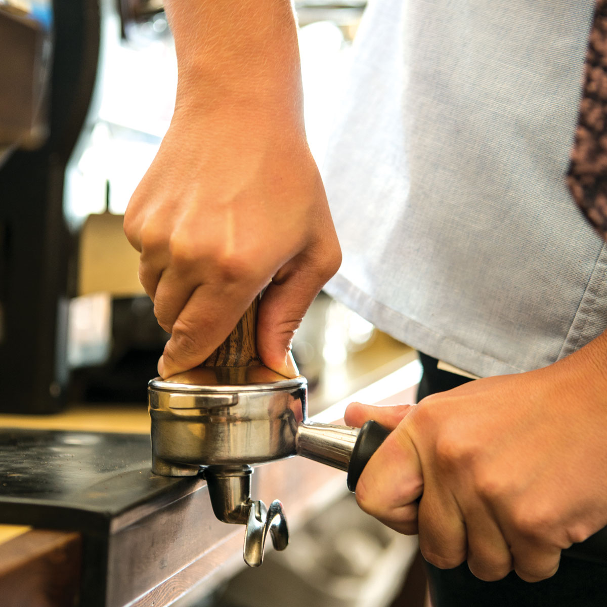 Pressino Per Caffè Espresso 49mm In Acciaio Inossidabile 304 E Legno - Base Piatta, Ergonomico