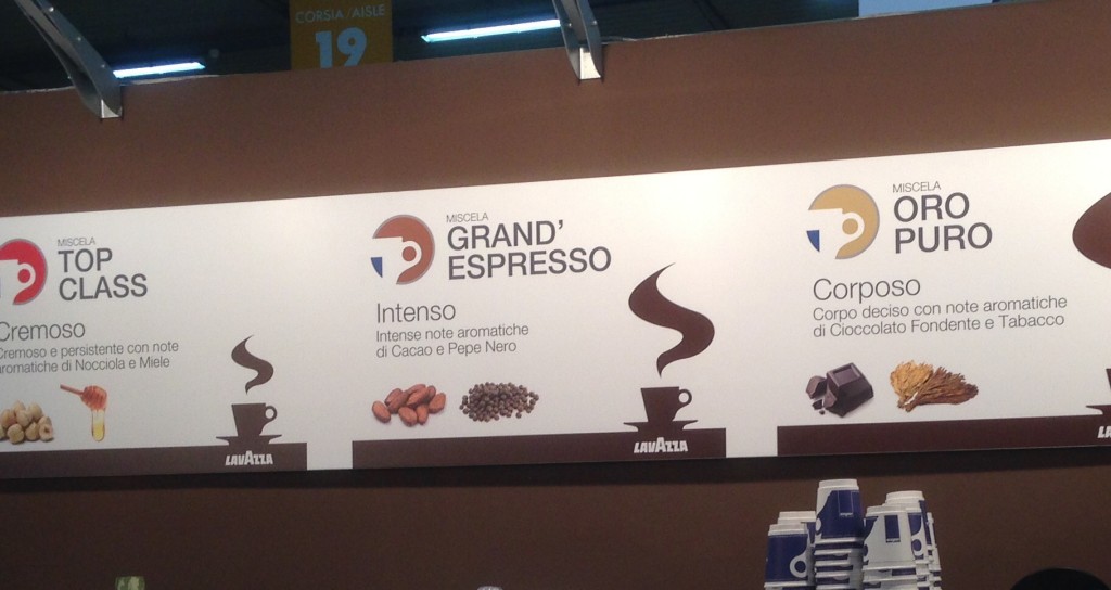 La descrizione della miscela allo stand Lavazza