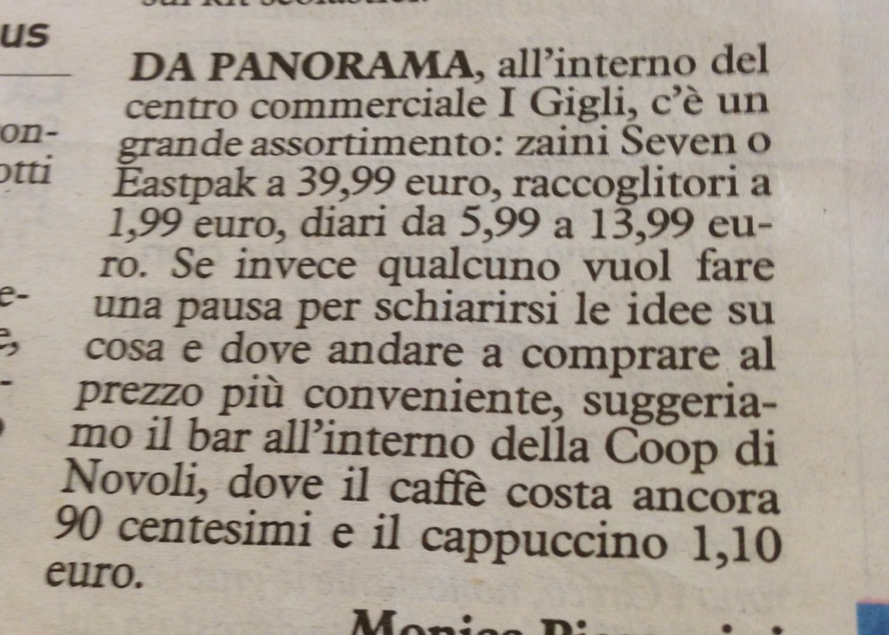 LA PUBBLICITA’ DELL’ESPRESSO CHE COSTA POCO