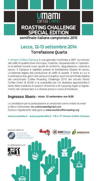 UMAMI COFFEE CAMPUS A LECCE, PRIMA SEMIFINALE DEL CAMPIONATO ITALIANO ROASTING